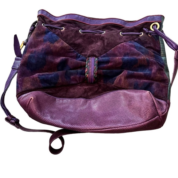 Sharif Purple Vintage Leather Hobo Shoulder Bag Large - Picture 3 of 11